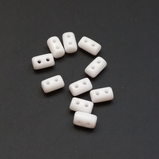 Korálek sklo, dvojdírkový, RULLA 3X5 mm, bílý, 5 g / min. objednávka 10 g