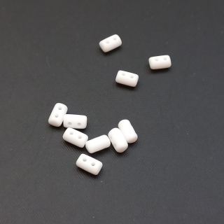 Korálek sklo, dvojdírkový, RULLA 3X5 mm, bílý MAT, 5 g / min. objednávka 10 g