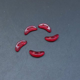 Korálek sklo, dvojdírkový,  Crescent 3x10 mm čirý červený, 3 g / min. objednávka  9 g