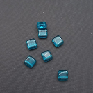 Korálek sklo, dvoudírkový, TILA 6x6mm, čirá zelenomodrá / balení 40 ks 