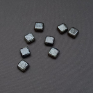 Korálek sklo, dvoudírkový, TILA 6x6mm, Picasso černo šedá / balení 40 ks 
