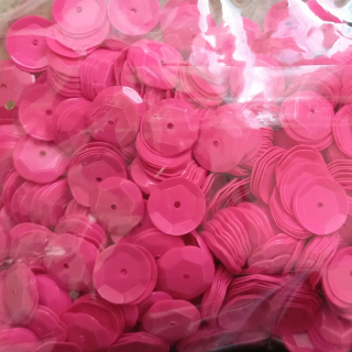 Flitr kulatý lomený, 8 mm, 15g růžový neon  / balení 3 ks 