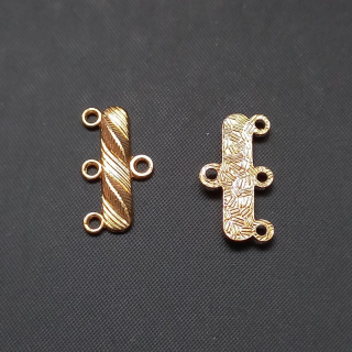 Ramínko 18x10 mm, 3 řady zlaté / balení 34 ks