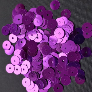 Dekorační flitr hladký 6mm cca 10g,fialový/ balení 11 sáčků po 10g
