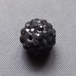 Korálek akrylový s kamínky, barva černá , 10 mm / balení 2 ks