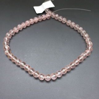 Korálek, sklo, 8mm, práskaný sv. růžový, návlek cca 39 cm ( cca 56 ks ) / balení 2 návleky