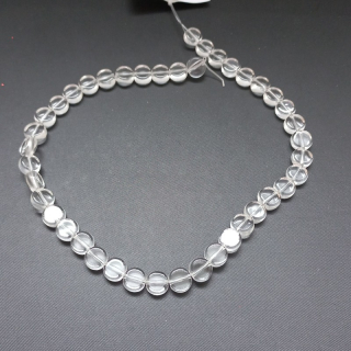 Korálek placka 8mm, čirá, návlek cca 32 cm ( cca 42 ks ) / balení 2 návleky