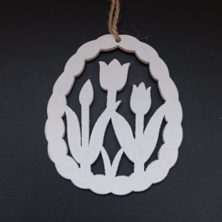 Velikonoční vejce - tulipány bílé 7x6cm na lýku