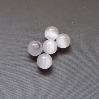 Korálky mačkané kočičí oči, 8mm, sklo, sv. šedé č.24 (balení 25 ks)