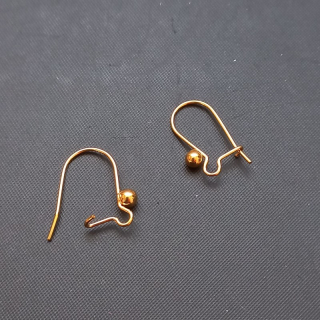 Náušnice uzavřená s korálkem, kov, 15x10 mm, barva zlatá (balení 50 ks)