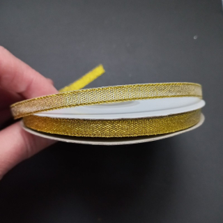 Stuha brokátová 6 mm, barva zlatá / balení 32 m