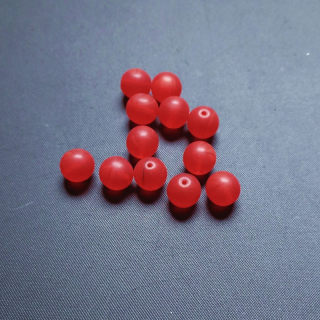Korálky mačkané, 8mm, sklo, barva sv. červený opál mat/ balení 100 ks 