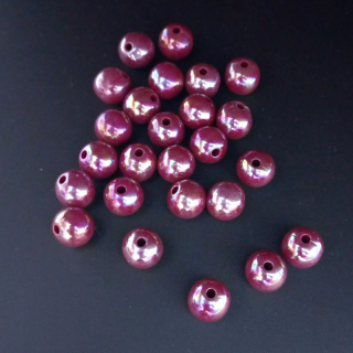 Korálky plast kulička s efektem pokovu , 10mm - hnědofialová / balení 97 ks ks