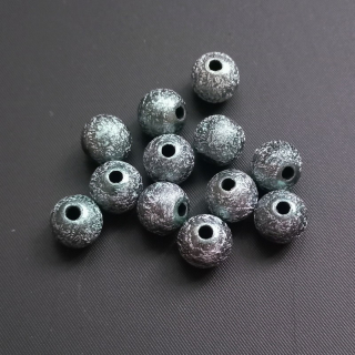 Plastový korálek 10 mm vroubkovaný tm. šedý/ balení 200 ks