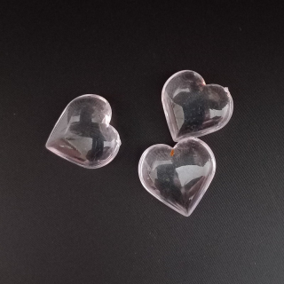 Dekorační kámen plast - srdce čiré 22x23mm / balení 50 ks