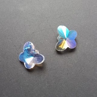 Motýl sklo, čirý s AB, 14x12 mm ( balení 4 ks )