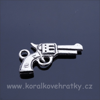 Korálky kovové PISTOLE 22x11x3 mm/ balení 10 ks
