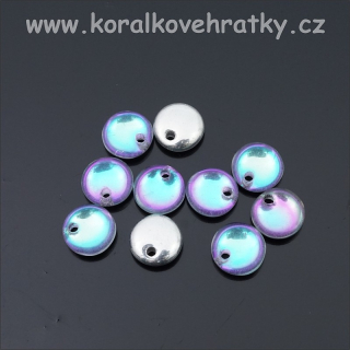 Korálek skleněný placička sv.modrá cca. 6mm (balení 40 ks )