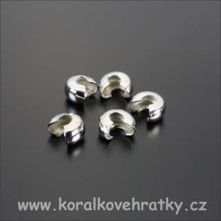 Kryt na zamačkávací rokajl 4 mm, barva platina, balení 100 ks