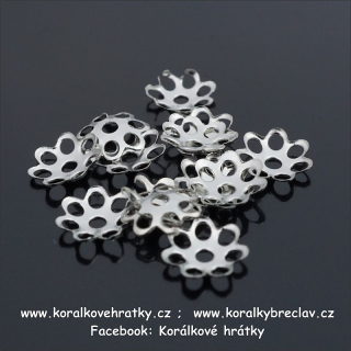 Kaplík kov, ozdobný, 6 mm, barva platina (balení 500ks)