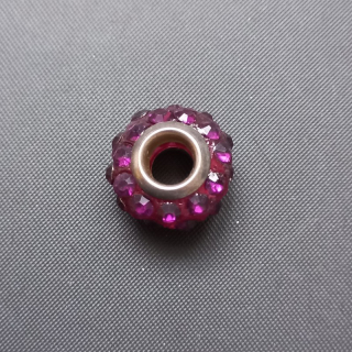 Velkodírový korálek, se šatonky, fialová, cca. 9x14mm