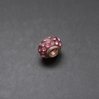 Velkodírový korálek, se šatonky, sv. fuchsie, cca. 9x14mm/ balení 2 ks
