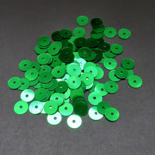 Flitr metalický hladký 6mm, 5g zelený/ 6 sáčků po 10 g