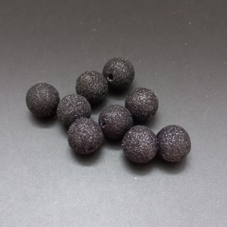 Korálky plast kulička, 12mm - s glitry černý / balení 20 ks