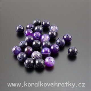 Minerální korálky,8mm, Achát, barva fialová / balení 20 ks