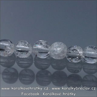 Minerální korálky, cca. 4 mm Křišťál práskaný / balení 50