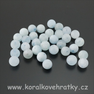 AKVAMARÍN, mat. cca. 8-8,5 mm, minerální korálky / balení 3 ks