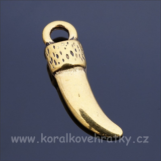 Přívěšek zub 20x6 mm,barva zlatá (balení 20 ks)