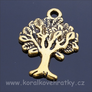 Přívěšek strom života 20x16 mm,barva starozlato (balení 20 ks)