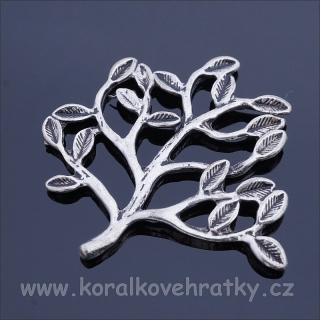Přívěšek větev s lístky 33x32 mm,barva platina (balení 10 ks)