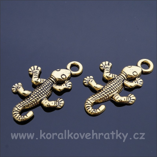 Přívěšek ještěrka 25x14 mm,barva starozlato (balení 20 ks)