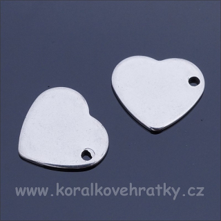 Přívěšek srdce 10x11mm, nerez ocel / balení 9 ks