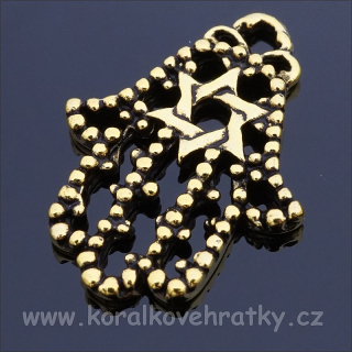 Přívěšek kov, ruka Fátimy 21x16 mm antické zlato (balení 12 ks)