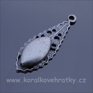 Přívěšek slza 25x8mm  barva tmavý antracit  (balení 15 ks)