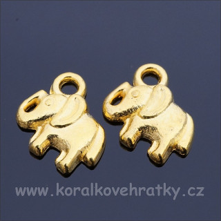 Přívěšek slon 10x7 mm, barva zlatá (balení 26 ks)