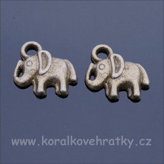 Přívěšek slon 10x7 mm, barva staromosaz (balení 16 ks)