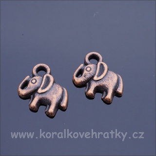 Přívěšek slon 10x7 mm, barva staroměď (balení 24 ks)