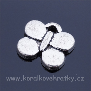 Přívěšek motýl 12 mm, barva platina, balení 20 ks