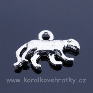 Přívěšek kov puma 18x10mm, barva platina (balení 20 ks )
