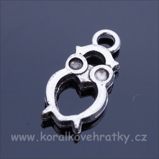 Přívěšek sova21x10 mm, barva platina (balení 21 ks)