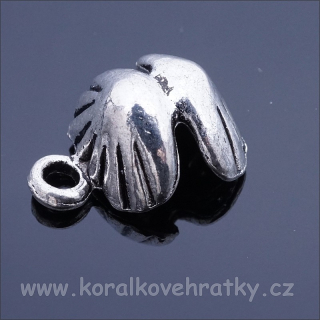 Přívěšek mušle s perlou 10x14mm, barva platina / balení 10 ks