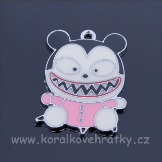 Přívěšek smalt zubatý myšák 27x17 mm / balení 4 ks 