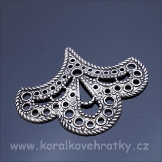 Filigránový kovový výsek lilie 30x38mm, barva světlý antracit ( balení 50 ks )