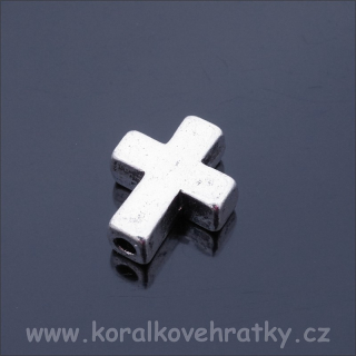 Korálek mezikus kříž15x12mm, barva stříbra ( balení 10 ks )