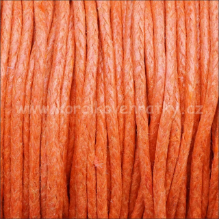 Šňůrka voskovaná 2mm, oranžová, 10m/ balení 50m