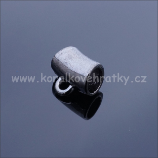 Korálek váleček prohnutý s očkem barva antracit, cca. 8x5mm (balení 20 ks)